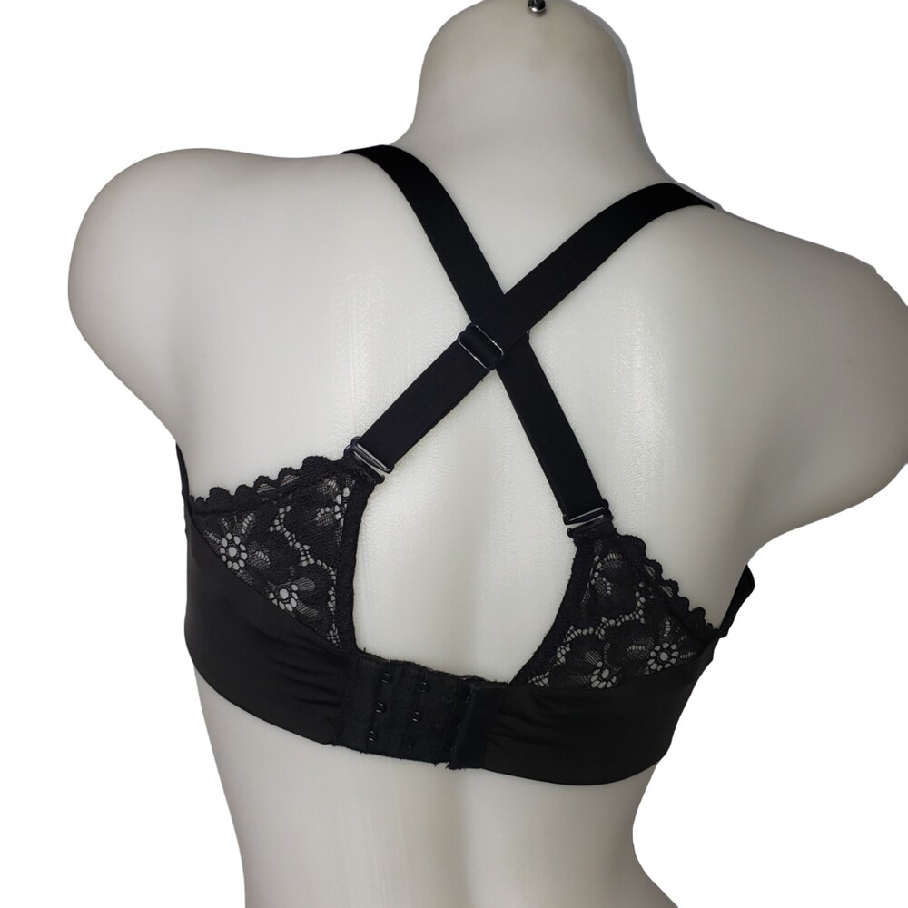 Maidenform Black Satin Bra Adjustable Straps 36C